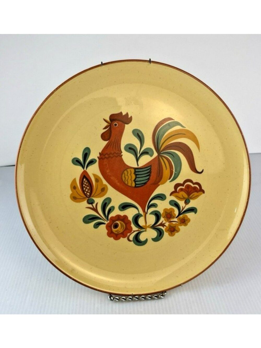 VTG 1960s Taylor Smith & Taylor Reveille Red  Rooster Dinner Plate 10" Hanger